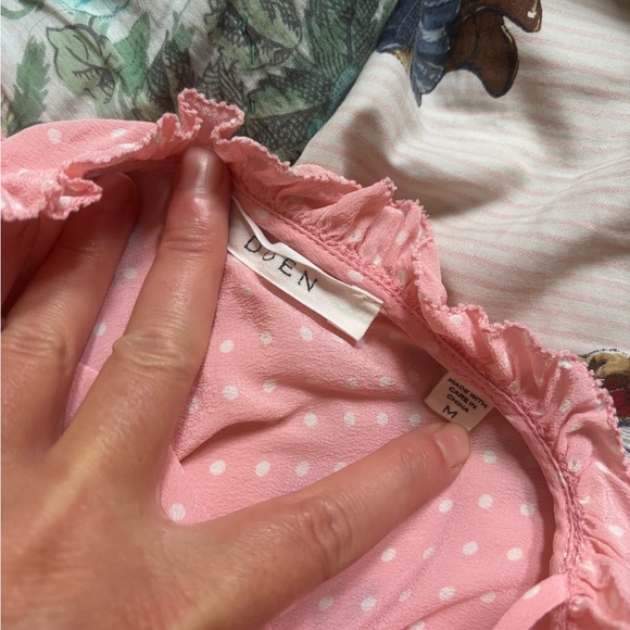 Doen 100% silk Pink Polka Dot Calsi Dress M - Picture 6 of 8